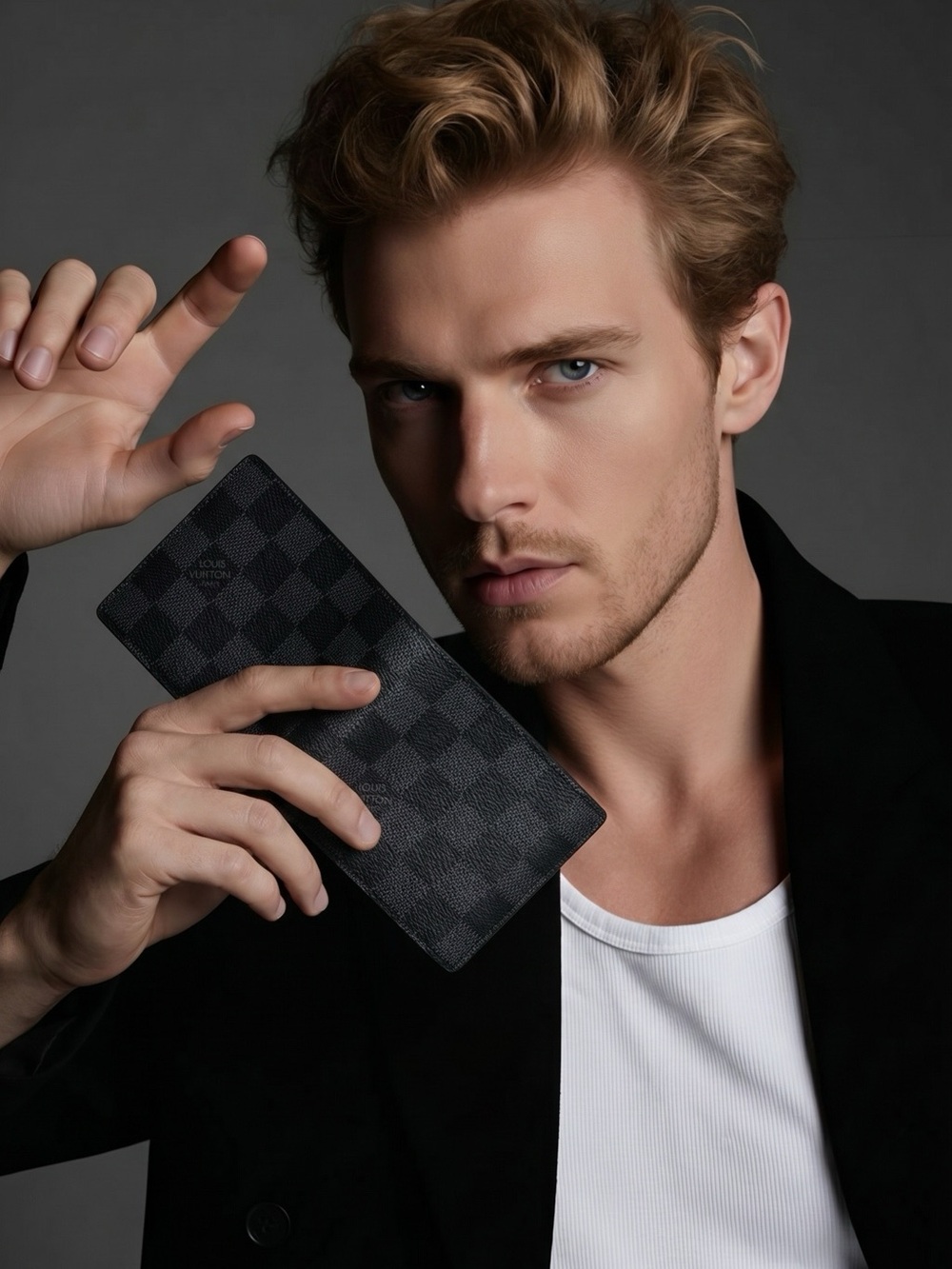 Black Louis Vuitton damier graphite canvas wallet